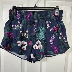 Athlux Women's Floral Print Shorts Size Small Tropical Leaf Elastic Waistband